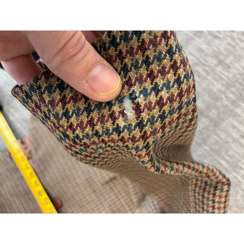 Lanvin Paris Mens Vintage Houndstooth Wool Blazer Sport Coat Brown Tan Size 54 - Picture 6 of 6